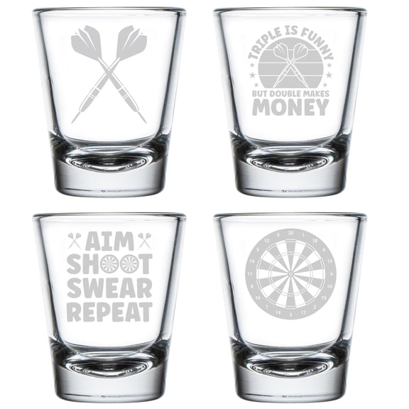 Set of 4 Shot Glasses 1.75oz Shot Glass Gift Darts Collection