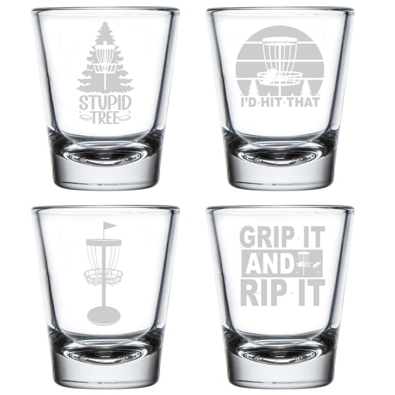 Set of 4 Shot Glasses 1.75oz Shot Glass Gift Disc Golf Collection