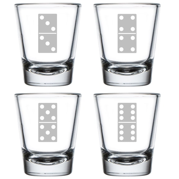 Set of 4 Shot Glasses 1.75oz Shot Glass Gift Dominoes Game Tiles Collection