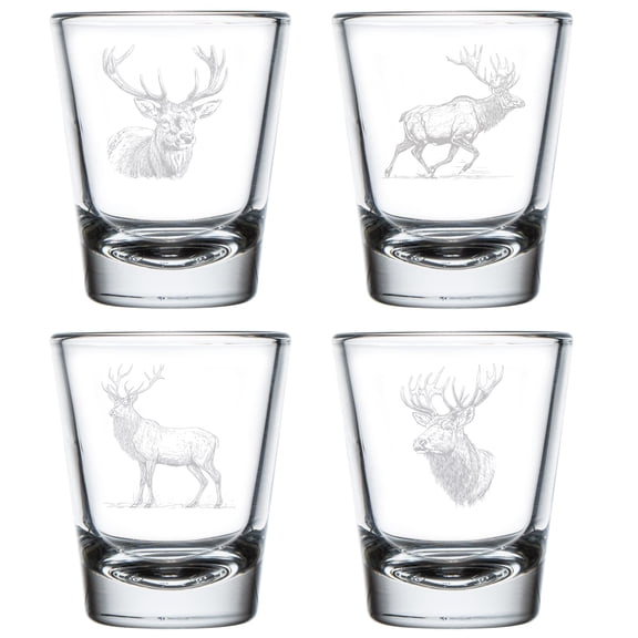Set of 4 Shot Glasses 1.75oz Shot Glass Gift Elk Collection
