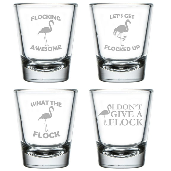 Set of 4 Shot Glasses 1.75oz Shot Glass Gift Funny Flamingo Collection