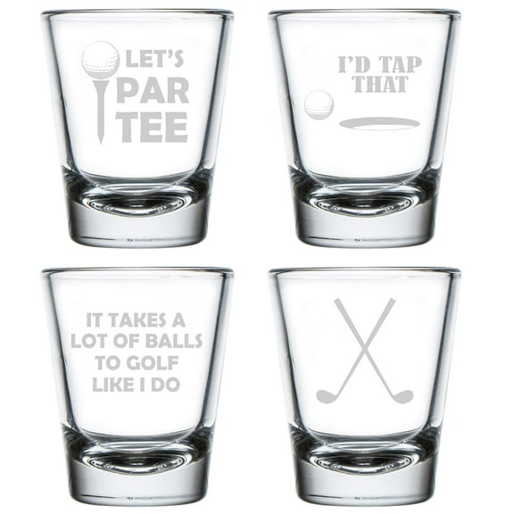 Set of 4 Shot Glasses 1.75oz Shot Glass Gift Funny Golfer Golf Collection