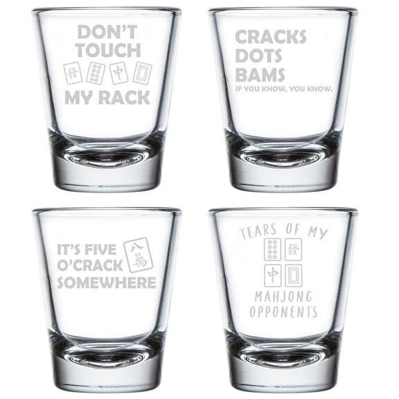 Set of 4 Shot Glasses 1.75oz Shot Glass Gift Funny Mahjong Collection