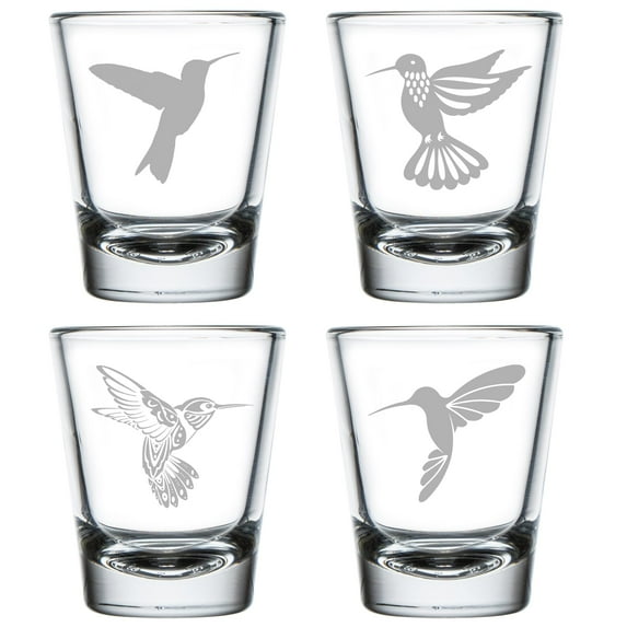 Set of 4 Shot Glasses 1.75oz Shot Glass Gift Hummingbird Collection