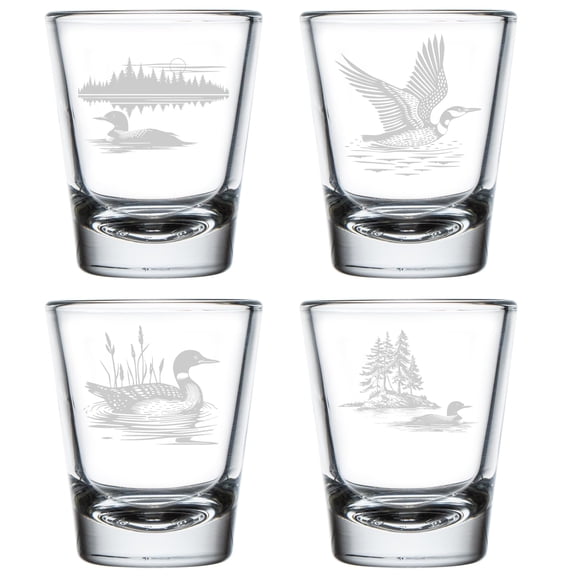 Set of 4 Shot Glasses 1.75oz Shot Glass Gift Loon Collection