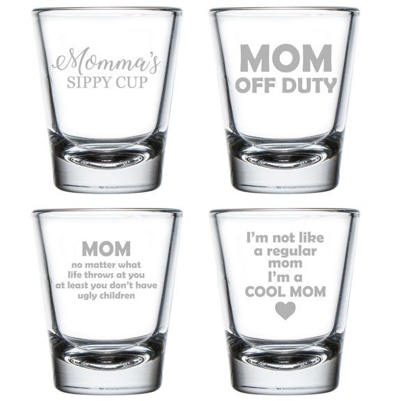 Set of 4 Shot Glasses 1.75oz Shot Glass Gift Mom Collection Funny For Mom Mother