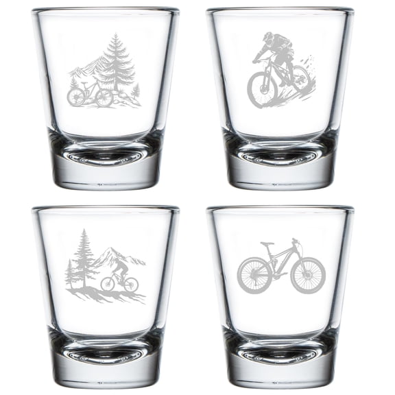 Set of 4 Shot Glasses 1.75oz Shot Glass Gift Mountain Bike Collection