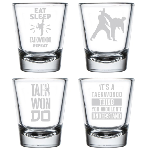 Set of 4 Shot Glasses 1.75oz Shot Glass Gift Taekwondo Collection