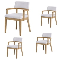 Set of 4 Side Chair, Upholstered Dining Chairs, Back Kitchen Chairs for Kitchen Living Room, Arm with Wood Legs (White)