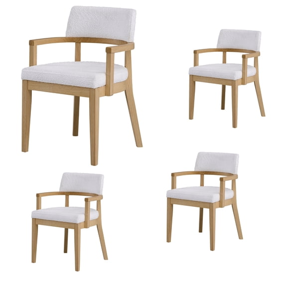 Set of 4 Side Chair, Upholstered Dining Chairs, Back Kitchen Chairs for Kitchen Living Room, Arm with Wood Legs (White)