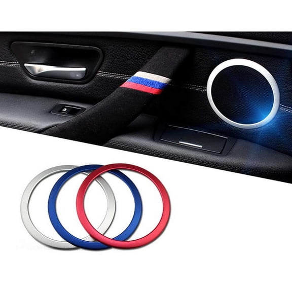Set of 4 Silver Speaker Decoration Ring Cover Trims For 2012-2018 BMW F30 F31 3 Series 320i 328i 335i 340i M3 F32 F33 4 Series 428i 435i 440i