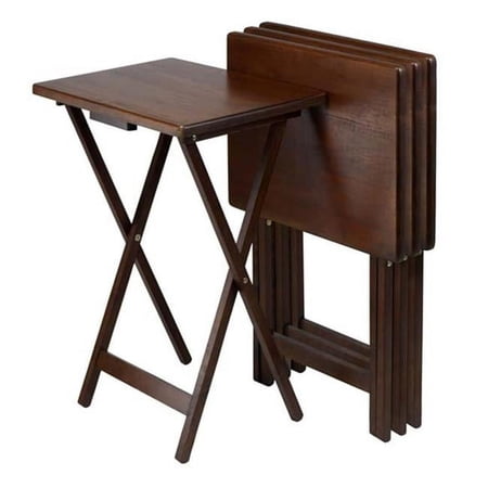 Set of 4 Single TV tables Rect Walnut - 94120
