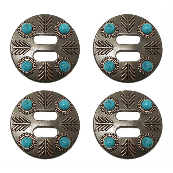 Set of 4 Slotted 1-1/2" Turquoise Saddle Bag Jewelry Decorative Conchos CO580