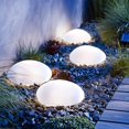 thumbnail image 1 of Set of 4 Solar Garden Lights, Waterproof Plastic Pebble-Shaped Rock Lights, Cool White, 1 of 5