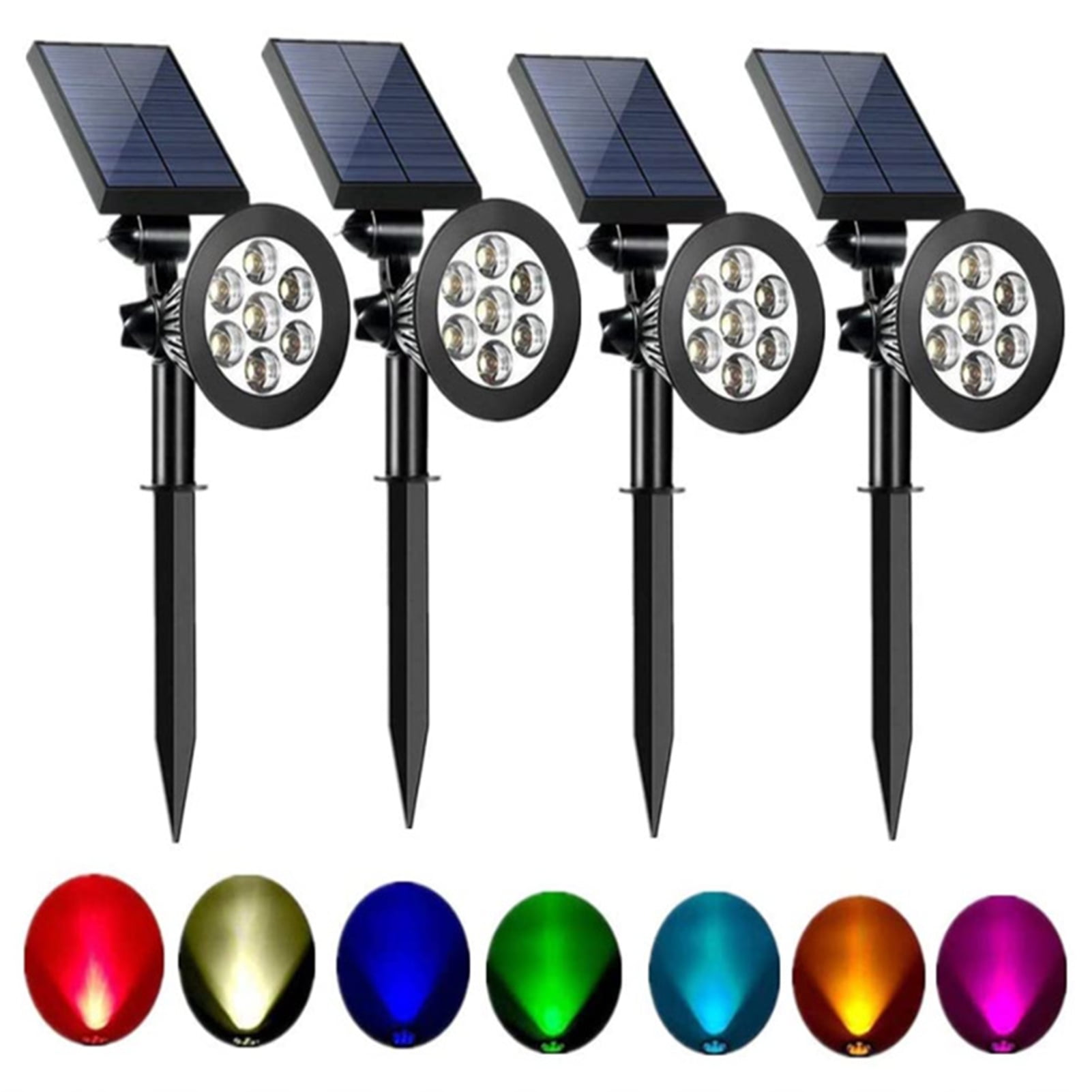 Color Changing Solar LED Outdoor Spotlight Set - 4 Pack