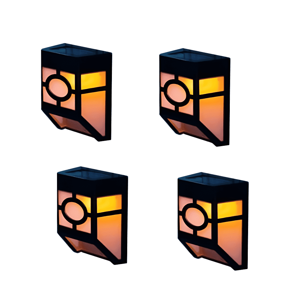 Set of 4 Solar Light Powered Outdoor Landscape Warm Light for Garden Yard Fence Deck Lamp