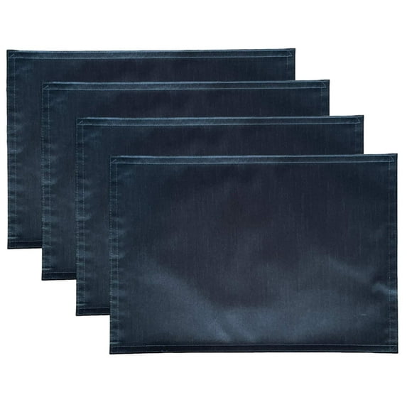 Set of 4, Solid 100% Faux Silk Reversible Placemats for Kitchen Dining Table Mats, Easy to Clean, Machine Washable. Size: 13" x 19".