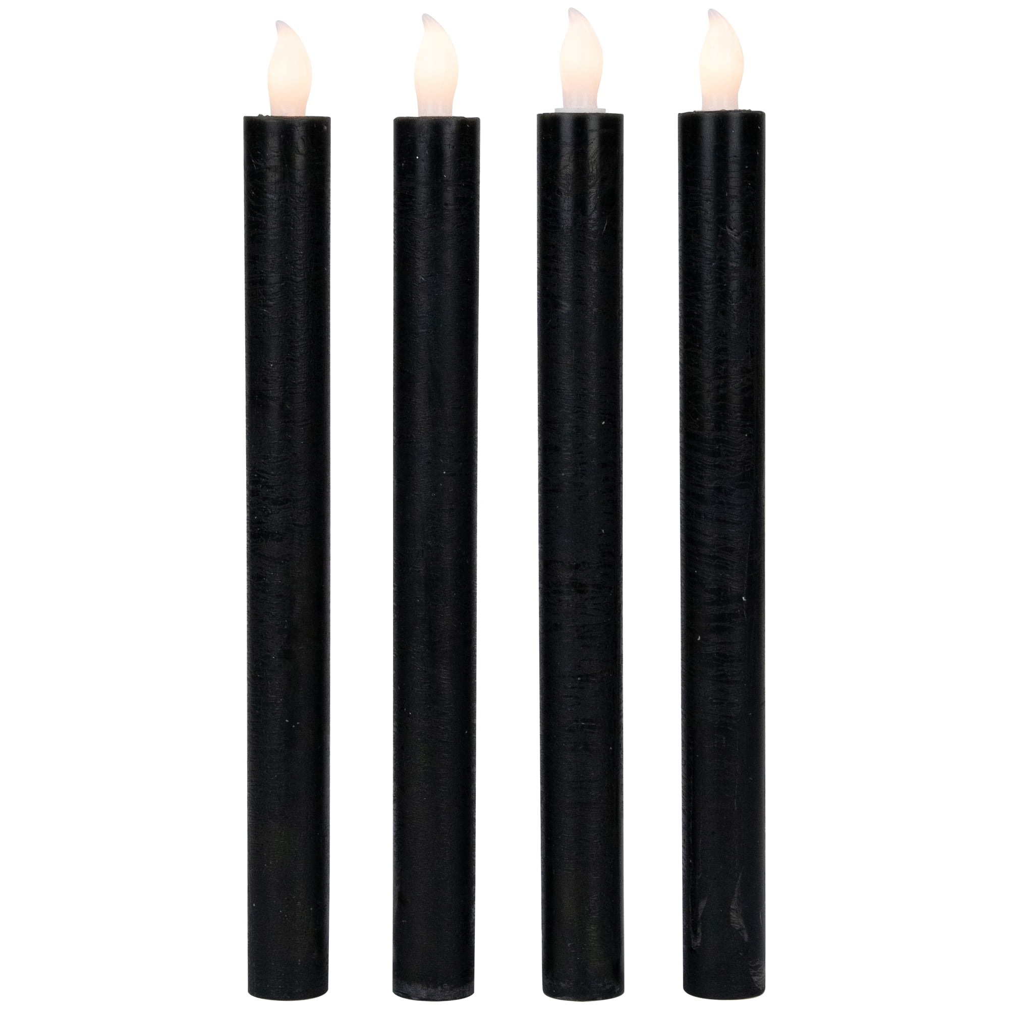 9.5" Solid Black LED Flickering Flameless Halloween Taper Candles Set of 4 - Thumbnail 4