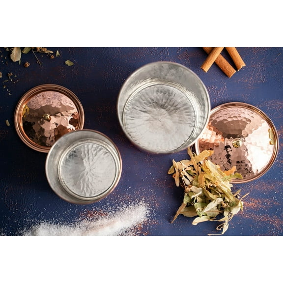 Set of 4 Solid Copper Canister Set with Lid | 100% Copper Kitchen Storage Box| Copper Spice Jar Container (2 x 750 ml & 2 x 450 ml)