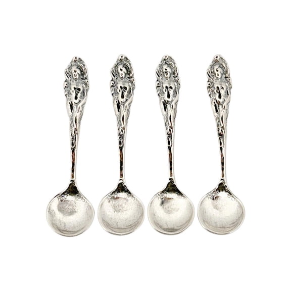 Small Solid Sterling Silver Salt Spoon Set of 4, 2" Love Disarmed Spoon