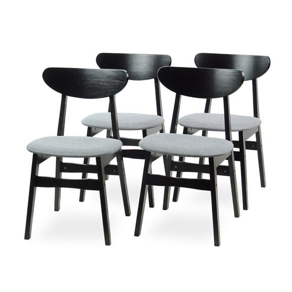 Set of 4 Solid Wood Yumiko Dining Kitchen Modern Side Chairs w/Padded Seat, Espresso Color