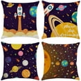 thumbnail image 1 of Set of 4 Space Planet Pillow Covers 18 x 18 Inch Solar System Universe Planet Image Decor Cartoon Outer Space Throw Pillow Covers Cushion Cover DIY, 1 of 6