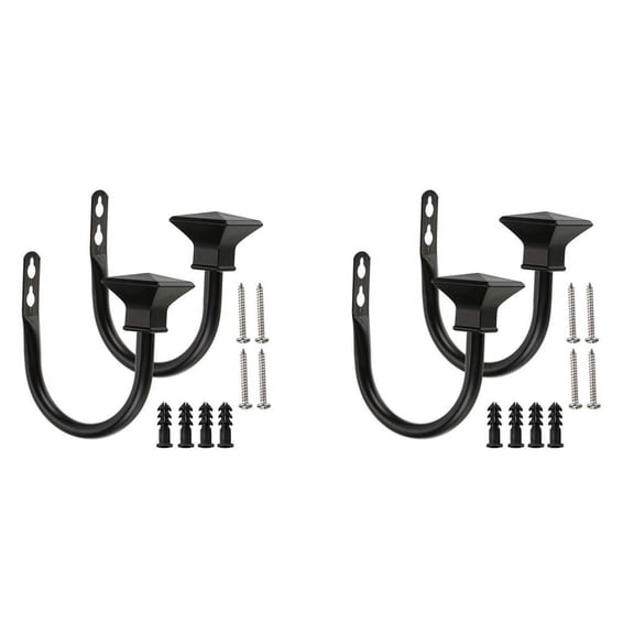 Set of 4 Square Metal Decorative Curtain Hold Backs, Wall Mounted Window Drapery Tiebacks for Bedroom,Black