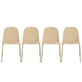 thumbnail image 1 of Set of 4 Stackable Dining Kitchen Chairs Plastic Armless Side with Back Curved Round Shape Chrome Metal Legs Indoor Outdoor Patio Beige, 1 of 14