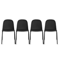 thumbnail image 1 of Set of 4 Stackable Dining Kitchen Chairs Plastic Armless Side with Back Curved Round Shape Chrome Metal Legs Indoor Outdoor Patio Black, 1 of 17