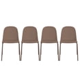 thumbnail image 1 of Set of 4 Stackable Dining Kitchen Chairs Plastic Armless Side with Back Curved Round Shape Chrome Metal Legs Indoor Outdoor Patio Brown, 1 of 14