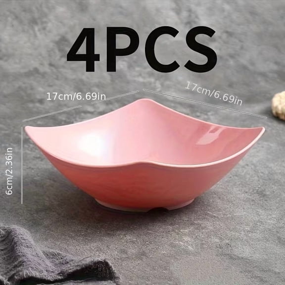 Set of 4 Stackable Large Square Plastic Serving Bowls with Tall Legs - Non-Slip Design for Salads, Snacks, and Soups