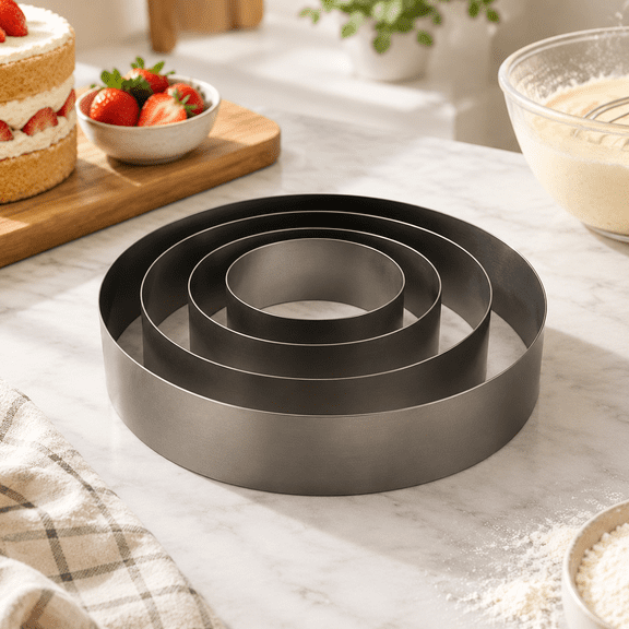 Set of 4 Stainless Steel Round Baking Rings, 4-6-8-10 Inch Sizes