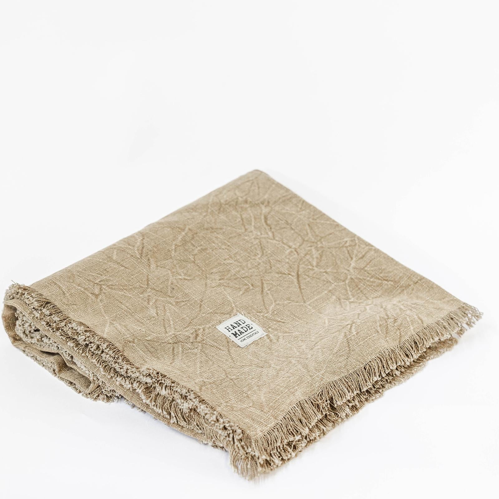 Set of 4 Stone Washed Beige With Fringes Tablecloth - Walmart.com