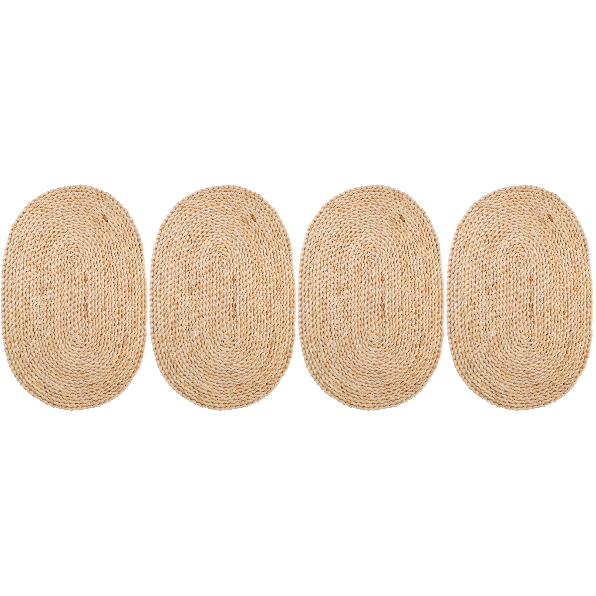 Set of 4 Straw Insulation Placemat Antiskid Oval Coaster Braided Woven Cutlery Cushion Decor