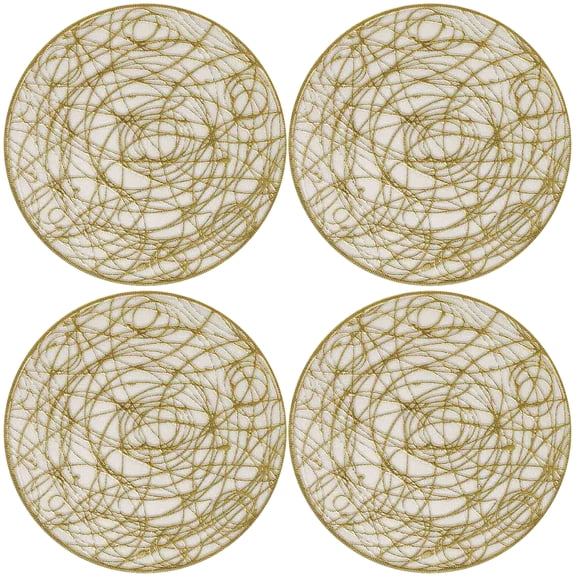 Set of 4 Sturdy PVC Drink Coasters Easy Cleaning Surfaces Unique Foils Accent Ideal for Homes Party Use