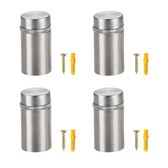 Set of 4 Stylish Stainless Steel Mirror Holders Screws for Wall Installation