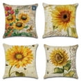 thumbnail image 1 of Set of 4 Sunflower Outdoor Decorative Throw pillow covers 18x18 Inch ,Vintage Sunflower Linen Square Cushion，for Living Room Couch and Bed, 1 of 7