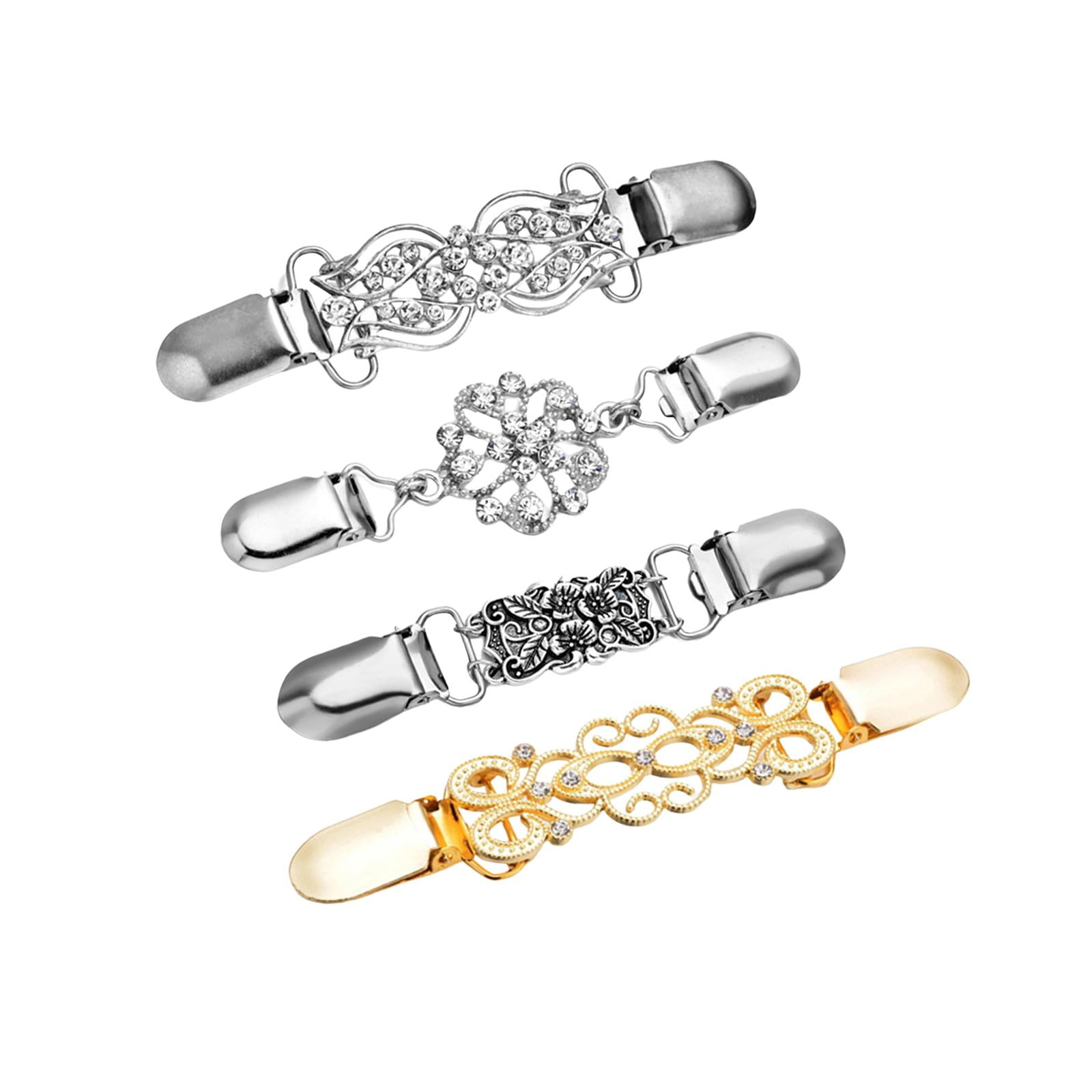 Set of 4 Sweater Shawl Clips Brooch Clips Brooch Pins Antique Buckles Cardigan Clips Decor for Coat Dresses Shirts Cape Women Clothing