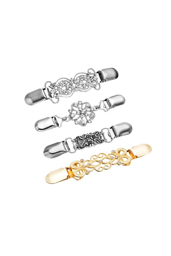 Set of 4 Sweater Shawl Clips Brooch Clips Brooch Pins Antique Buckles Cardigan Clips Decor for Coat Dresses Shirts Cape Women Clothing