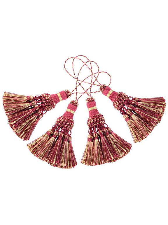 Set of 4 Tassel for Craft Elegant Polyester Tassels for Pillow Key Tassel DIY Accessories for Curtain and Home Decor- Red