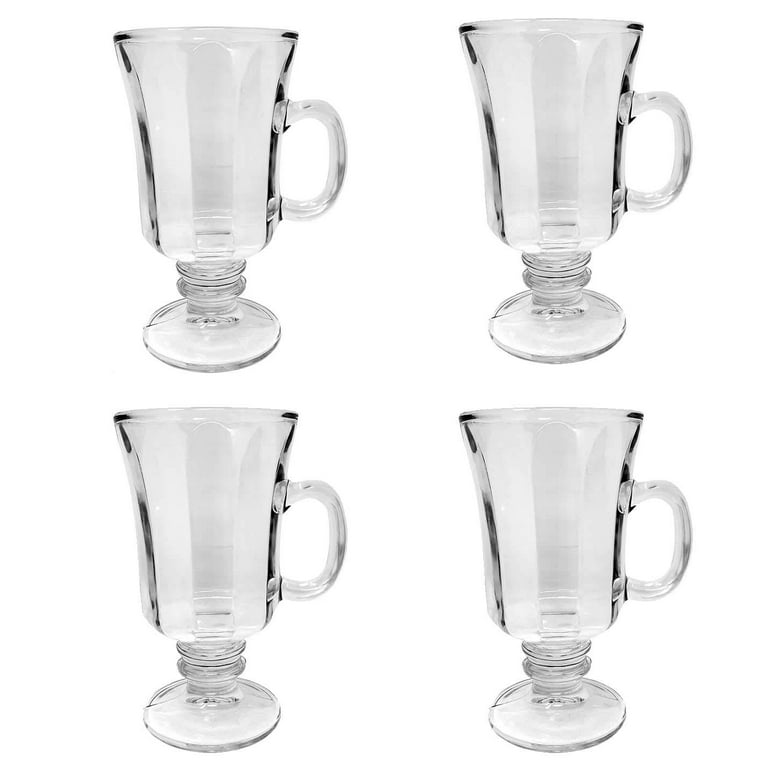CHRYSLIN Glass Coffee Mugs,20oz Large Coffee Cups with  Handle,Square Clear Mugs Set of 4,Heat Resistant Glass Cup for Hot/Cold  Coffee Tea Beverage: Irish Coffee Glasses