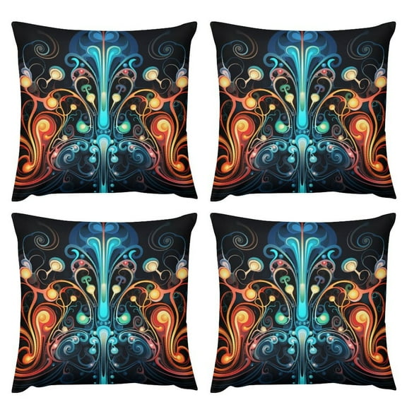 Set of 4 Throw Pillow Abstract Flowers Hand Couch Sofa Decorative Pillow Cases Cushion Home Decor Square 18 "x18 " Inches Pillowcases