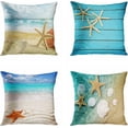 thumbnail image 1 of Set of 4 Throw Pillow Cover 20x20 Inch Summer Starfish and Shells Home Decor Pillowcase Square Cushion Cover for Sofa Bed Couch, 1 of 5