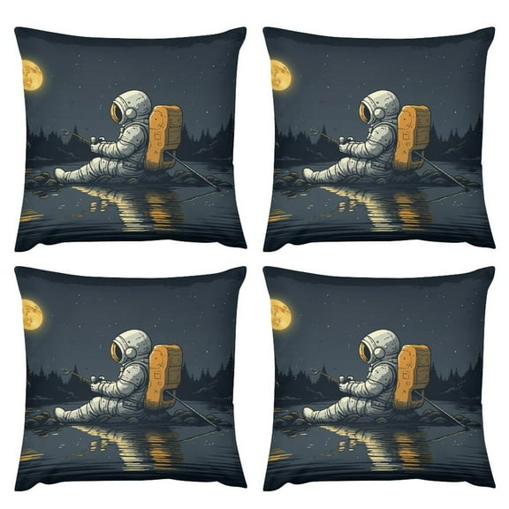 Set of 4 Throw Pillow Funny Astronaut Hand Couch Sofa Decorative Pillow Cases Cushion Home Decor Square 18 "x18 " Inches Pillowcases