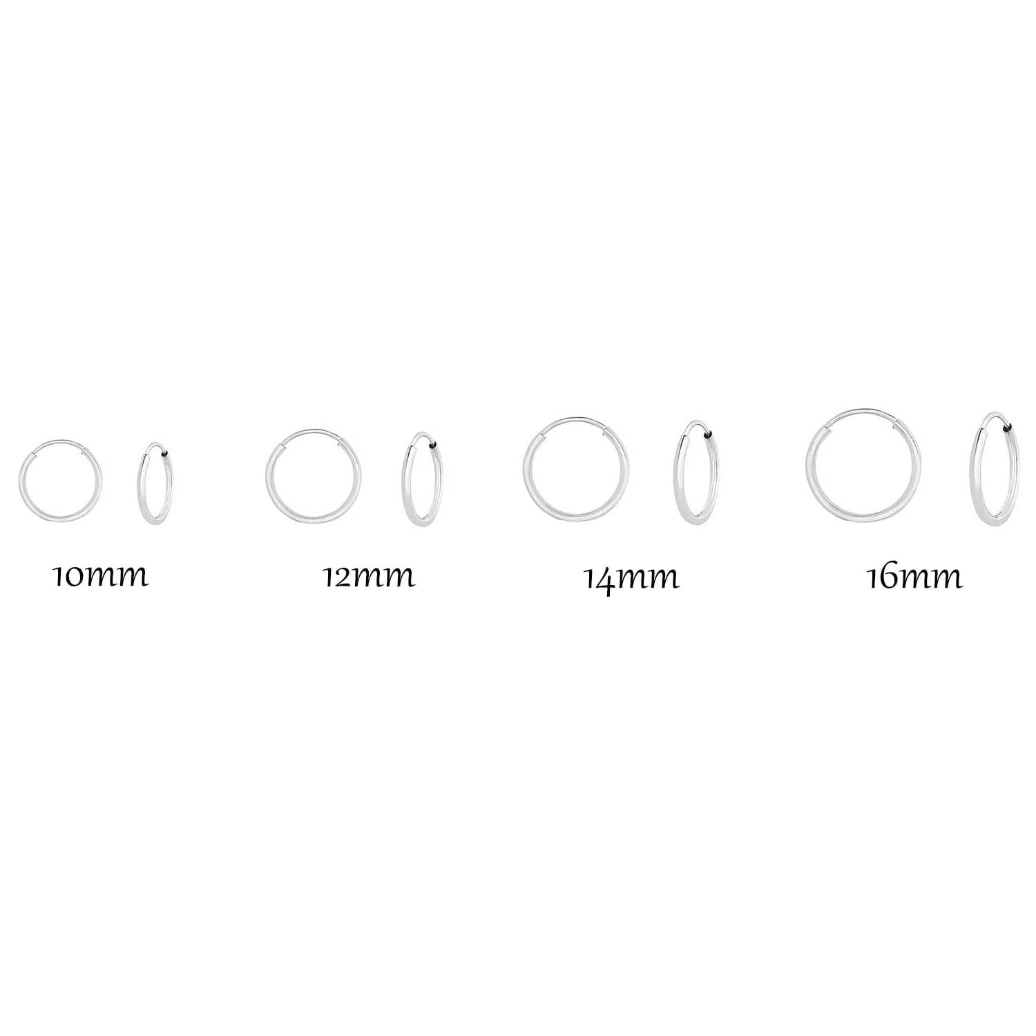 Set of 4! Tilo Jewelry 925 Sterling Silver Endless Hoop Earrings for Women, Men, Unisex