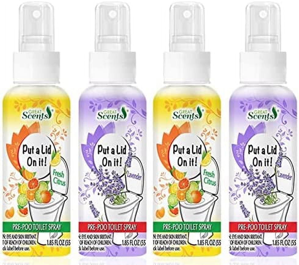 Set of 4 Toilet Pre Use Sprays Citrus Lavender PrePoop Spray