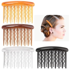 Set of 4 Tort Brown Hair Side Combs Slides Grips, Hair Combs for Women Girl Hair Clips, 7.7cm