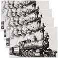 thumbnail image 1 of Set of 4 Train Placemats Steam Engine Train Table Mats for Kids Boys Girls Teens Retro Vintage Trains Waterproof Placemats,12x18 Inch, 1 of 4