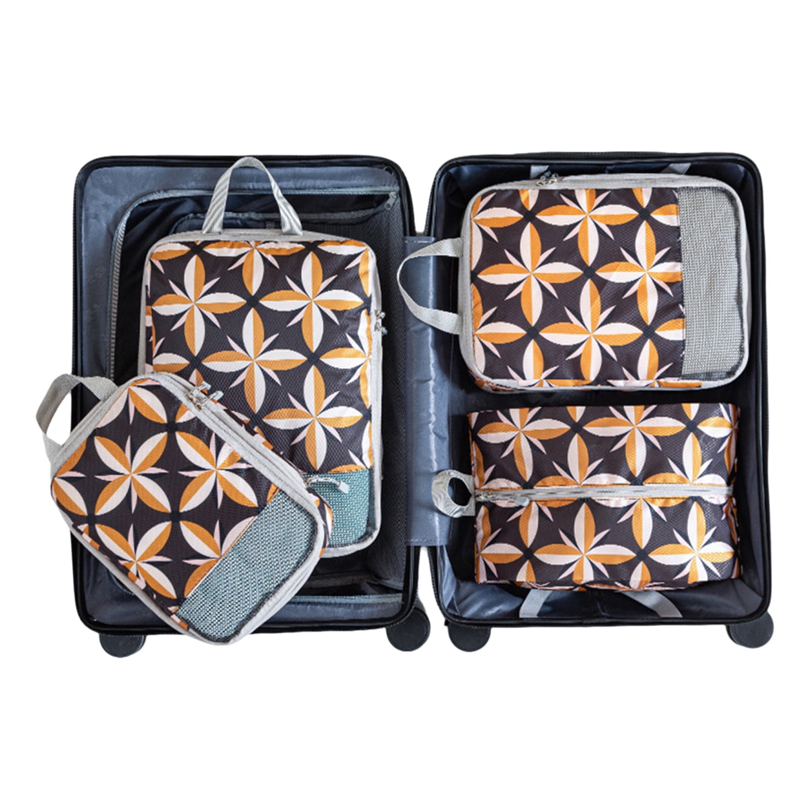 Set of 4 Travel Organizers Packing Bags Stylish Printing Travel Organizers Cubes For Clothes And Accessories