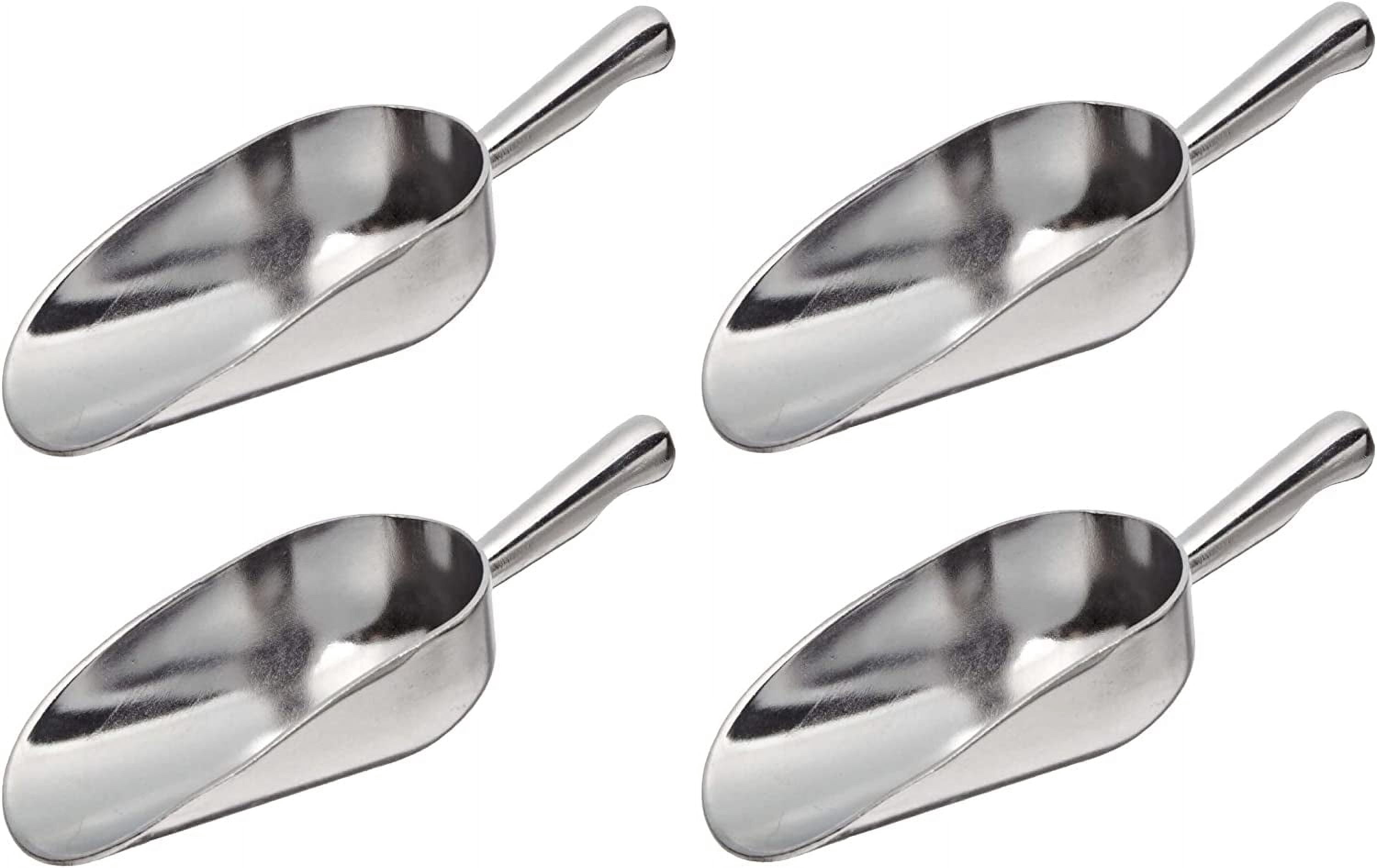 Set of 4 - TrueCraftware - 12 oz Cast Aluminum Bar Ice Scoopers with Round Bottom
